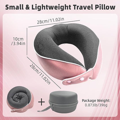 Memory Foam Travel Pillow,U-Shaped Neck Pillow for Sleeping Airplane and Car, with Portable Storage Case, Soft & Breathable, Provides Head & Neck Support