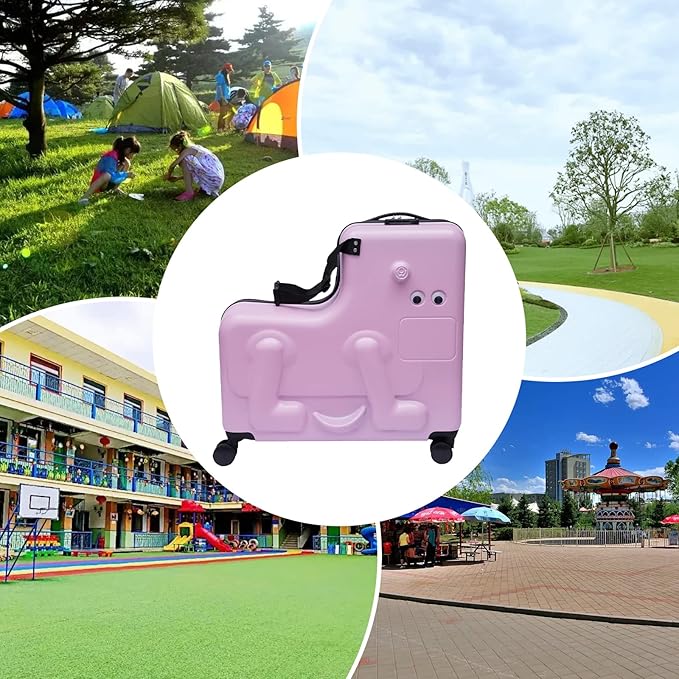 24"Kids Luggage Portable Kids Suitcase Children's Ride On Trolley Rolling Luggage with Wheels Carry Trolley Luggage with Password Lock Funny Kids Suitcases for Boys Girls Small Suitcase ABS+PC