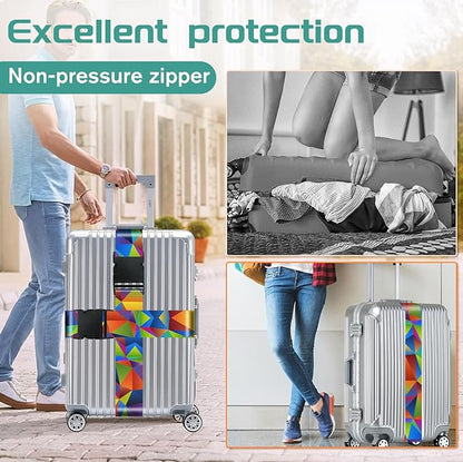 Slohif Luggage Straps for Suitcases Travel Belt Accessories Luggage Connector Identifiers Over Handle with Buckle Unique Nylon Adjustable Strap for Sleeping Bag Car Seat Color Triangle (2 Pack)