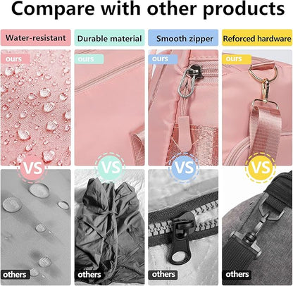 MABROUC Duffle Bag For Women, Sports Duffel Bag for Gym with Wet Pocket & Shoe Compartment, Overnight Weekender Travel Bag