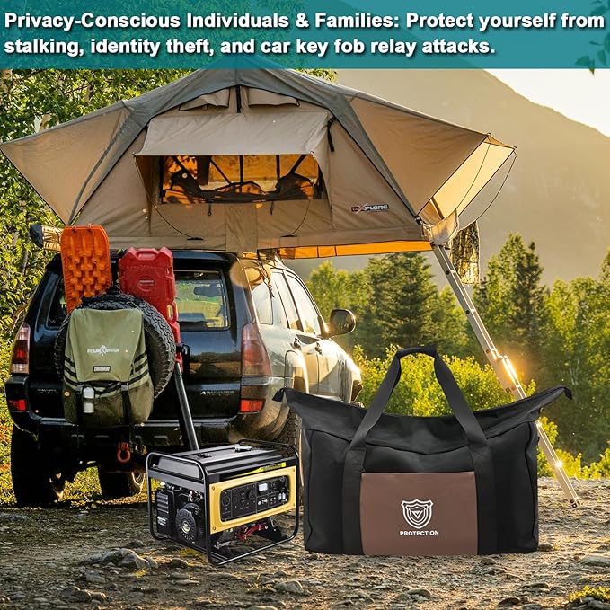 QYWOVPNBFCD Faraday Duffel Bag, Faraday Bag for Large Generators and Electronics, Military-Grade Signal Blocking Anti-tracking Data Privacy EMP Protection With 2 Detachable Faraday bags