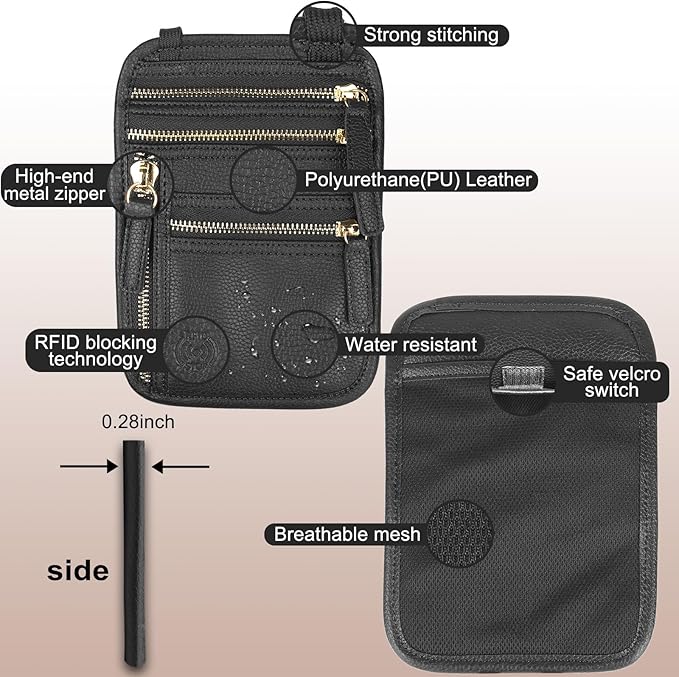 Sizobi Neck Wallet for Traveling Women Men, RFID Blocking Leather Passport Holder Pouch, Family Document Organizer Passport Wallets,International Travel Must Haves Travel Accessories