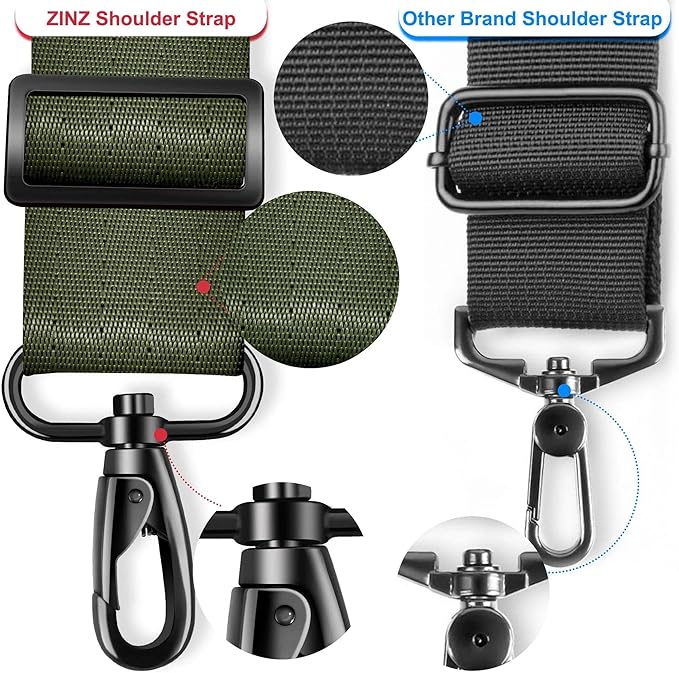 ZINZ 79.5" Universal Strap with Ultra-Thick Fixed Breathable Pad - Adjustable Heavy-Duty Shoulder Strap for Laptop, Crossbody, Luggage, Gym, Camera Bag and More,Army Green
