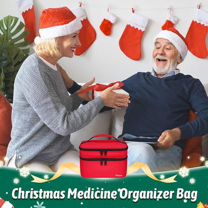 Mancro Dual Layers Medicine Organizer Bag, Pill Bottle Organizer Storage with Lockable Zipper, Medication Travel Bag for Pills, Vitamins, Medical Supplies for Home Storage, Travel