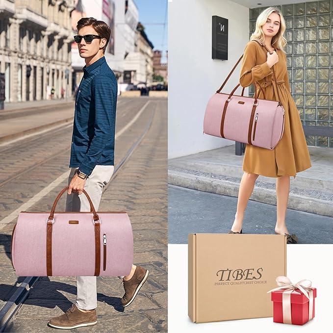 Convertible 2-in-1 Garment Bags for Travel, Carry On Garment Duffle Bag With Shoe Compartment Large Weekender Bag for Women Men Hanging Suitcase Suit Travel Duffel Overnight Bags 4pcs Set