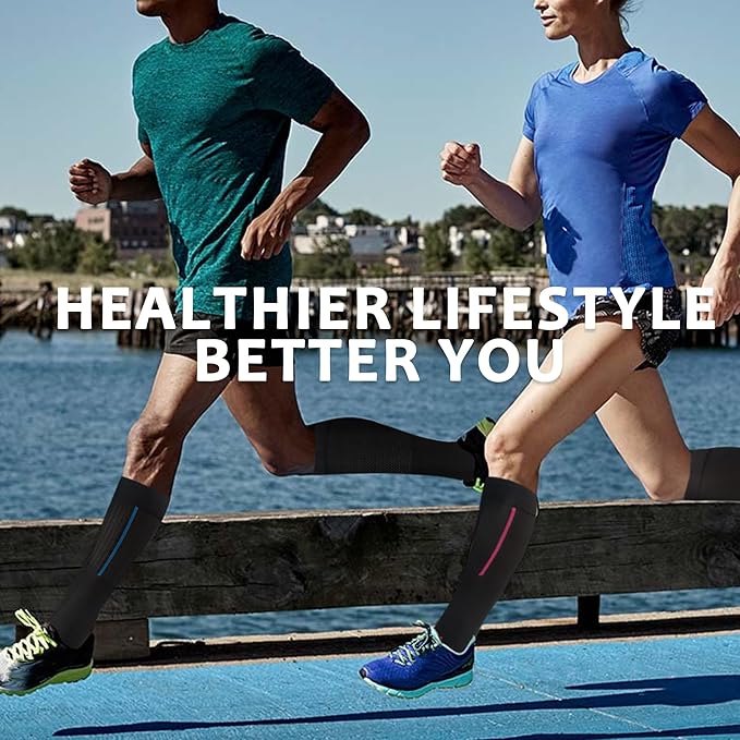 fenglaoda Compression Socks Women Men 6 Pairs, Knee High Best Support Circulation Socks for Running, Travel, Flight, Nurse