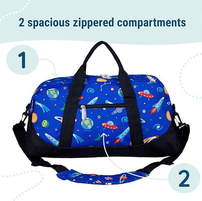 Wildkin Kids Overnighter Duffel Bag – Carry-On Size, Ideal for School & Sleepovers – Out of this World