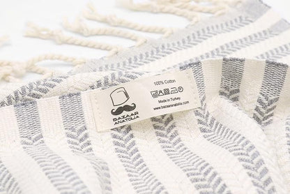 Bazaar Anatolia Turkish Beach Towel – 100% Cotton, Quick Dry, Sand Free Large Towel for Bathroom and Camping – Oversized 71x39 Inches – Arpa Grey