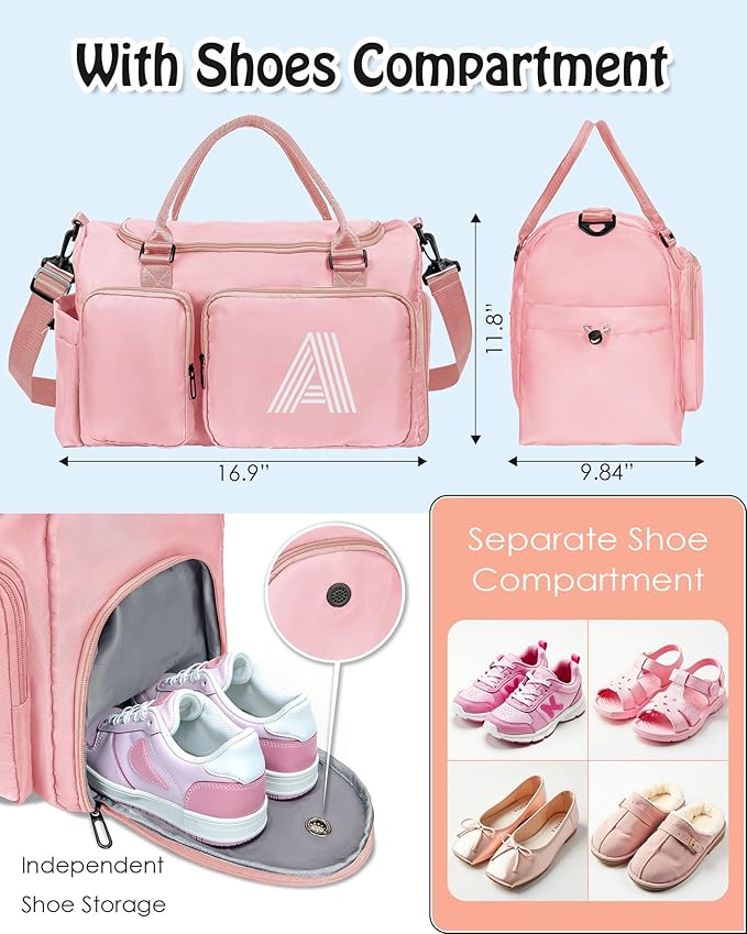 Women Teen Girls Gift Personalized Duffle Bag: Letter Carry on bags, Dance Cheer bag Sports for Girl, Kid Gymnastics Bags, Birthday Gifts for Women Girls Kids Teens Mom Teacher