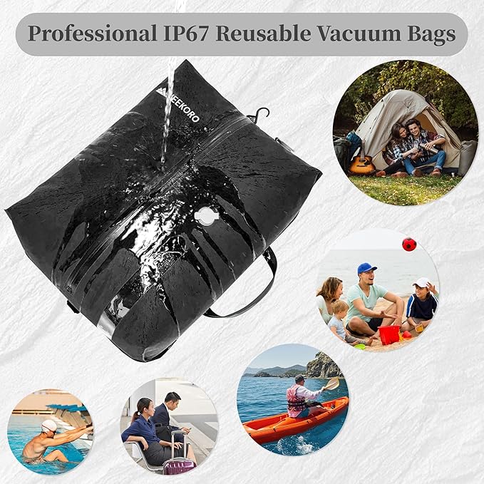 Vacuum Bags for Travel, Professional IP67 Reusable Vacuum Compression Bags for Travel Suitcases and Backpack, Durable Space Saver Bag (1 PACK, No Pump)