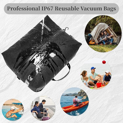 Vacuum Bags for Travel, Professional IP67 Reusable Vacuum Compression Bags for Travel Suitcases and Backpack, Durable Space Saver Bag (1 PACK, No Pump)