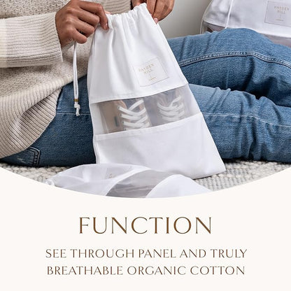 Hayden Hill Luxury Organice Cotton Dust Bags For Handbags - 6 Pack (Small-Med) - Handbag, Purse and Shoe Storage - Certified Carbon Neutral