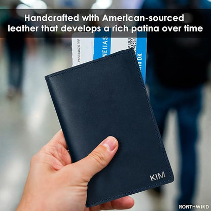 Northwind Personalized Leather Passport Holder for Travel – Custom Passport Cover and Wallet and Case with Card Slots and Cash Pocket, Premium Travel Accessory for Men and Women, Unique Custom Gift
