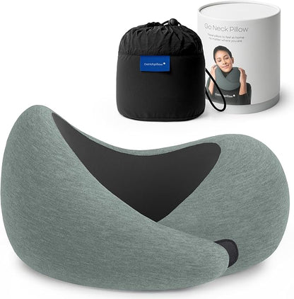 Ostrichpillow Go Neck Pillow, Travel Pillows for Airplanes, Premium Memory Foam Travel Pillow, 360º Ergonomic Design, Asymmetrical Sides, Travel Bag Included, Washable Modal Cover