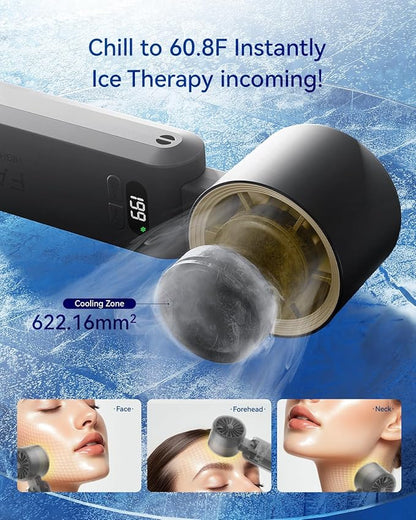 2 Pack Handheld Portable Turbo Fan with Ice Cooler, Speed (1-199) 5500mAh*2 Rechargeable Personal Fan,[20H Cooling Time] Mini Yet Powerful, Small Pocket Fans for Travel/Outdoor/Office, Black Gold