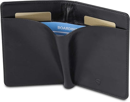 Vaultskin Leather Passport Holder, Slim RFID Blocking Travel Wallet for Men and Women, Fits Passport, Credit Cards, ID, Cash, Passport Cover Ideal Travel Accessories with Gift Box (Kensington)