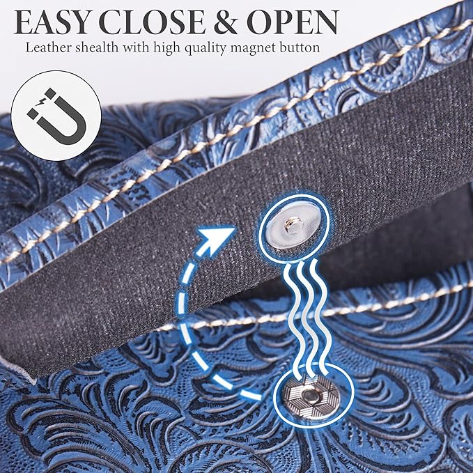 Pill Organizer,LIZIMANDU Weekly Travel Pill Case Box Medication Reminder Daily AM PM, Day Night 7 Compartments,for 4 Times A Day, 7 Days a Week-Includes Leather PU Carrying Case(1-Carved Blue2)