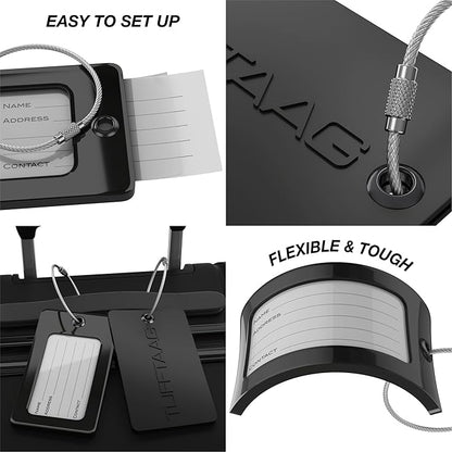 Luggage Tags Business Card Holder by TUFFTAAG - Durable Travel ID Bag Tag, Secure & Flexible, Perfect for Suitcases, Backpacks, and Carry-Ons, Easy Identification