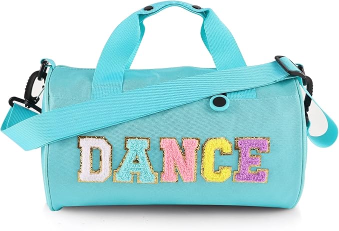Dance Ballet Bag for Girls Sport Gym Duffle Bags Overnight Travel Bags Fun Dance Workout Duffel Bag Toddler Cute Bag for Dancers, Girls, Teens, Student Athletes (Bule)