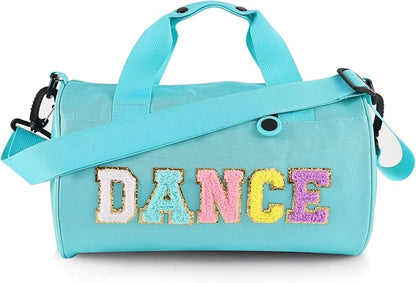 Dance Ballet Bag for Girls Sport Gym Duffle Bags Overnight Travel Bags Fun Dance Workout Duffel Bag Toddler Cute Bag for Dancers, Girls, Teens, Student Athletes (Bule)