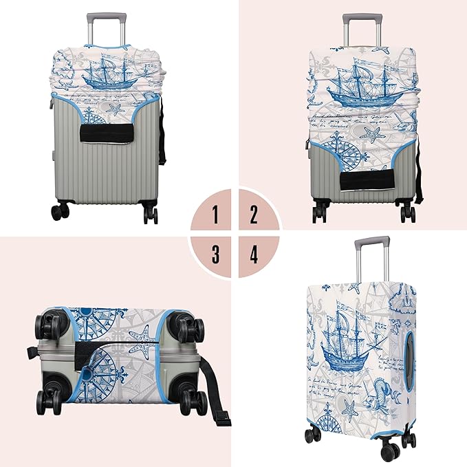 Travel Luggage Cover Suitcase Protector Fits 18-32 Inch Wheel Covers PatternedTravel Related Items Flower Luggage Protector Elastic S