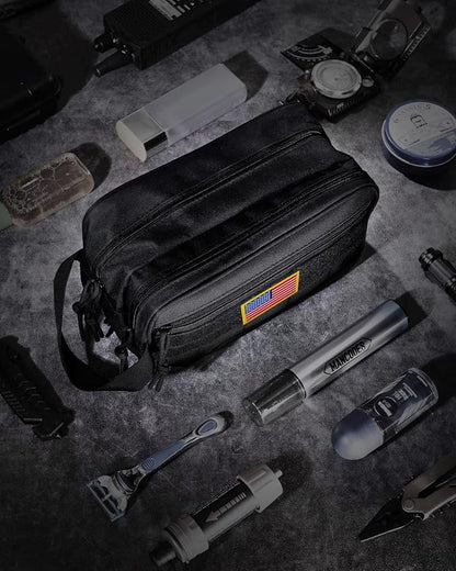 TACTICISM Toiletry Bag for Men - Dry Wet Separate Travel Toiletry Bag, Tactical Molle Dopp Kit for Men with Water-Resistant Shaving Bag for Adult Women for Travel, Black