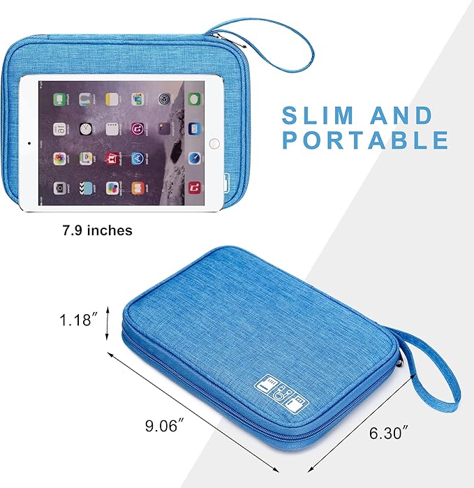 SELLYFELLY Travel Electronics Organizer Portable Cable Organizer Bag for Storage Electronic Accessories Case for Cord,Phone,Charger,Flash Drive (Sky Blue)