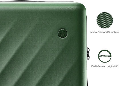 NINETYGO Carry On Suitcase, 20 Inch Carry-On Luggage with Double Spinner Wheels, Anti-Burst Zipper, Hard Case PC Suitcase Carry On, Lightweight Travel Luggage, TSA Approved (Seaweed Green, Hudson)