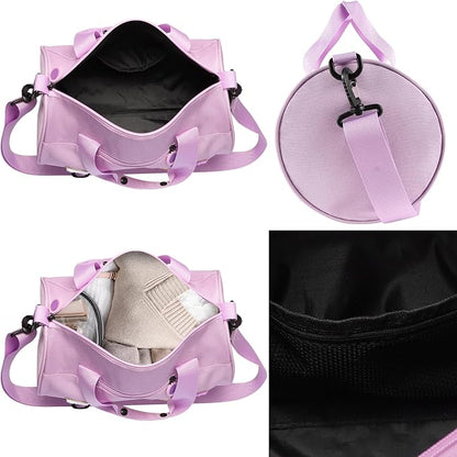 Dance Ballet Bag for Girls Sport Gym Duffle Bags Overnight Travel Bags Fun Dance Workout Duffel Bag Toddler Cute Bag for Dancers, Girls, Teens, Student Athletes (Purple)