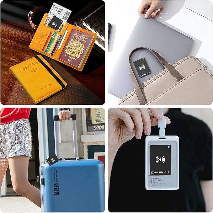 Wallet Tracker Card Rechargeable Smart Tracking Card Tag, Works with Apple Find My APP (iOS Only), Wireless Charge, IP68 Waterproof, for Keys, Luggage, Passports, Backpacks, 1 Pack