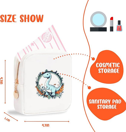 Dinosaur Mini Makeup Bag, Dinosaur Gift For Women Girls, Cute Portable Zipper Pouch Cosmetic Bag For Teen Girls Kids, Small Storage Bag For Sanitary Pad, Period napkin bag!