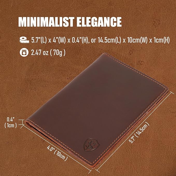 STAR VISTA Albatross Leather Travel Passport Holder, Minimalist Design, Full Grain Leather Case for Men and Women - Slim Passport Wallet, Bifold, RFID Blocking