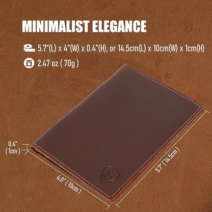 STAR VISTA Albatross Leather Travel Passport Holder, Minimalist Design, Full Grain Leather Case for Men and Women - Slim Passport Wallet, Bifold, RFID Blocking