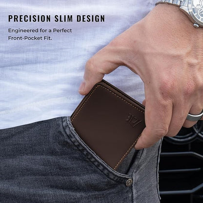 Kings Loot Wallet for Men | Minimalist Slim RFID Blocking Leather Design with Cash Pocket & Card Pull Strap | Holds 1-15 Cards | Stylish & Durable Wallets (Umber)