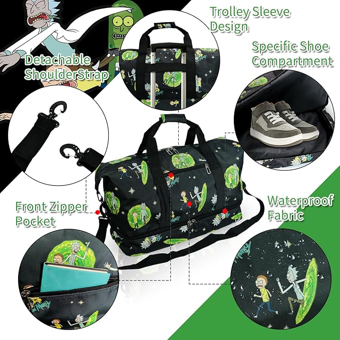 BlackGreen Travel Duffel Bag with Bold and Vibrant Design, Spacious Interior, Adjustable Shoulder Strap, Durable Construction, Perfect for Travel, Gym, or Weekend Getaways