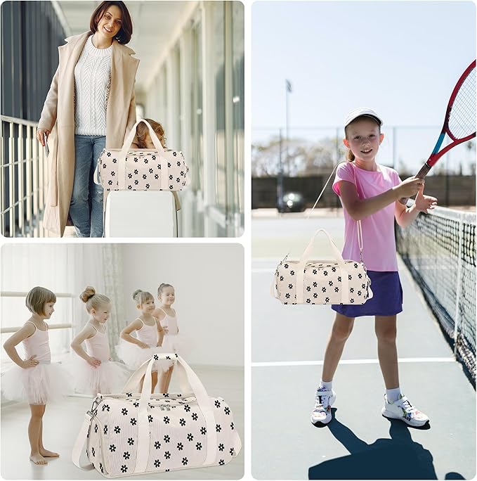 Duffle Bag for Woman Corduroy Gymnastics Sports Bag for Kids Dance Girls with Shoe Compartments