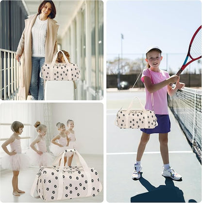 Duffle Bag for Woman Corduroy Gymnastics Sports Bag for Kids Dance Girls with Shoe Compartments