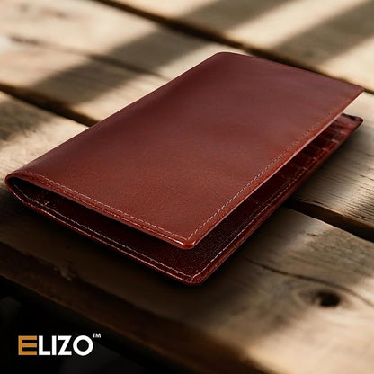 ELIZO Men's Genuine Leather Long Wallet - RFID Blocking Rodeo Checkbook Wallet | Slim Western Bifold Wallet with 16 Card Slots, ID Window | Top Grain Leather Cowboy Wallet