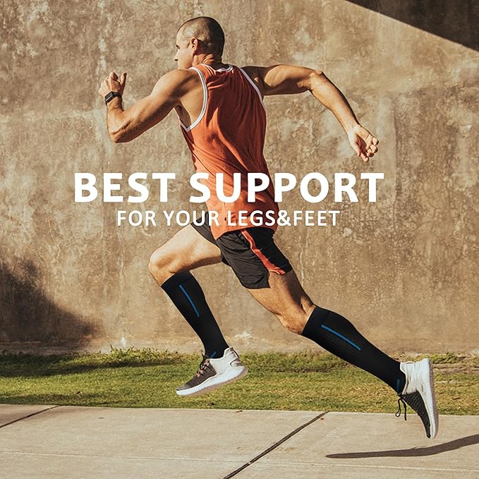 fenglaoda Compression Socks Women Men 6 Pairs, Knee High Best Support Circulation Socks for Running, Travel, Flight, Nurse