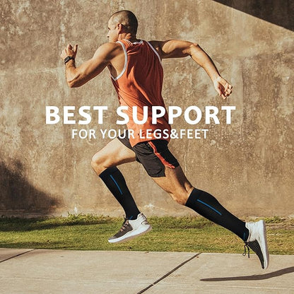 fenglaoda Compression Socks Women Men 6 Pairs, Knee High Best Support Circulation Socks for Running, Travel, Flight, Nurse