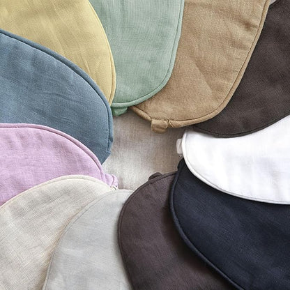 100% Pure Linen Sleep Mask Blackout Eye Mask for Sleeping, Eye Cover with Adjustable Strap - Organic Cotton Core Linen Eyes Mask Breathable for Travel - Gift for Women Men (deep sea Blue)