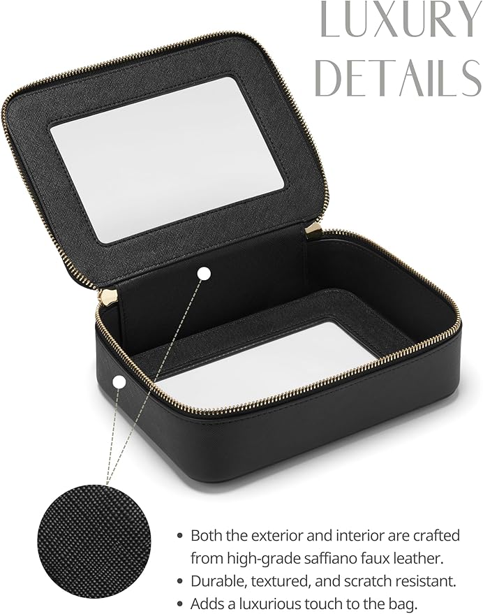 Popvibe Clear Makeup Bag Travel Cosmetic Case Transparent Toiletry Bag with Zipper, Portable Make Up Organizer Traveling Compact Car Bag for Essentials