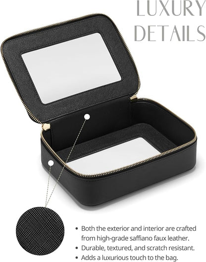 Popvibe Clear Makeup Bag Travel Cosmetic Case Transparent Toiletry Bag with Zipper, Portable Make Up Organizer Traveling Compact Car Bag for Essentials