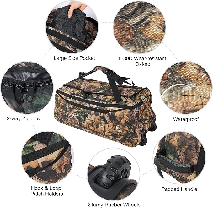 REDCAMP 85L/120L/140L Foldable Duffle Bag with Wheels, Large Travel Duffel Bag