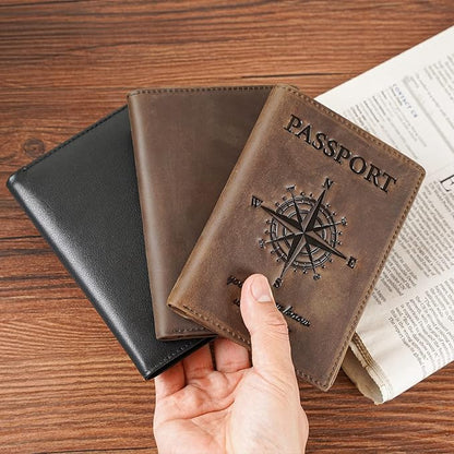 Polare Functional RFID Blocking Leather Passport Holder Travel Bifold Wallet For Men