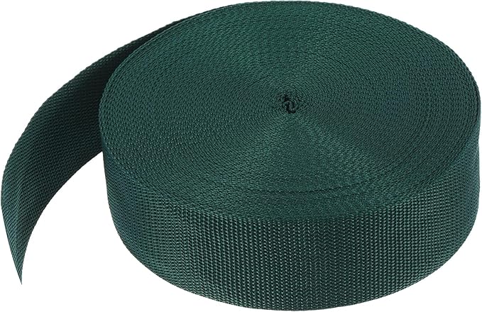 MECCANIXITY Lightweight Polypropylene Webbing Strap 2" 25 Yard Backpack Strapping Band Dark Green for Outdoor Luggage Cargo Straps