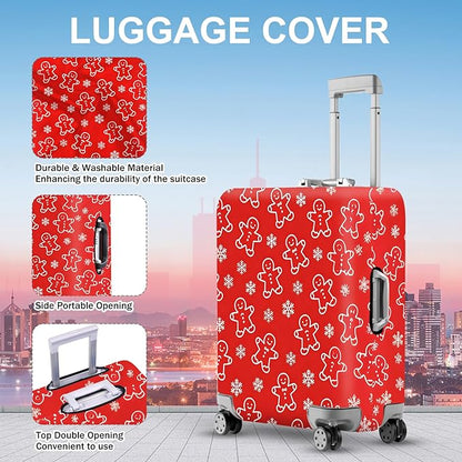 FOREVER QUEEN Gingerbread Man Luggage Cover Suitcase Protector Suitcase Cover Anti-Scratch,Stretchable Bag Cover Washable Durable Polyester