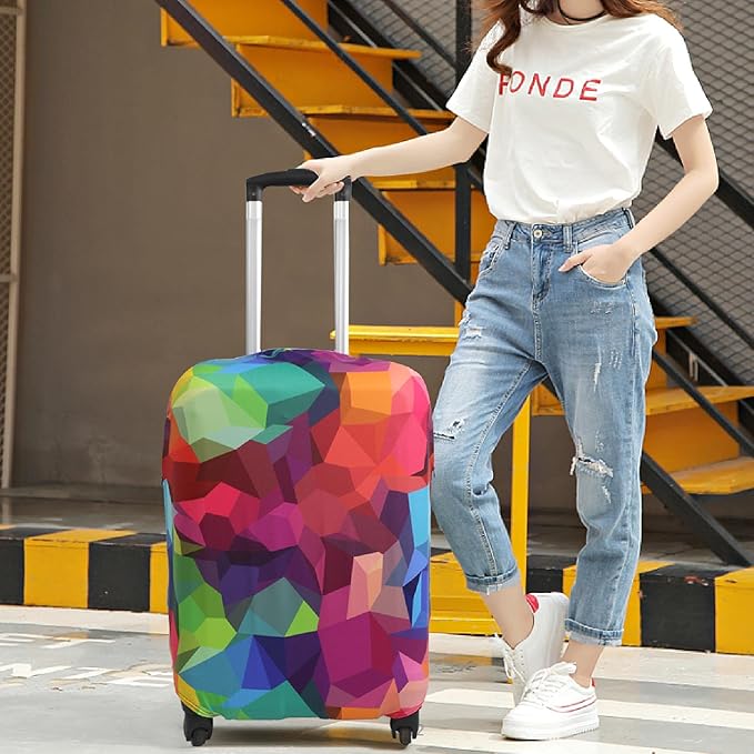 Explore Land Travel Luggage Cover Suitcase Protector Fits 27-30 Inch Case (Geometry, L)