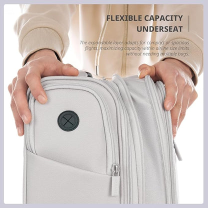 Verage Under Seat Luggage with Wheels, Softside Expanable Small Suitcase Carry On Luggage Bags for Airlines Airplanes Short Trip Men Women (Cloud Gray, 16-Inch Rolling Underseat)