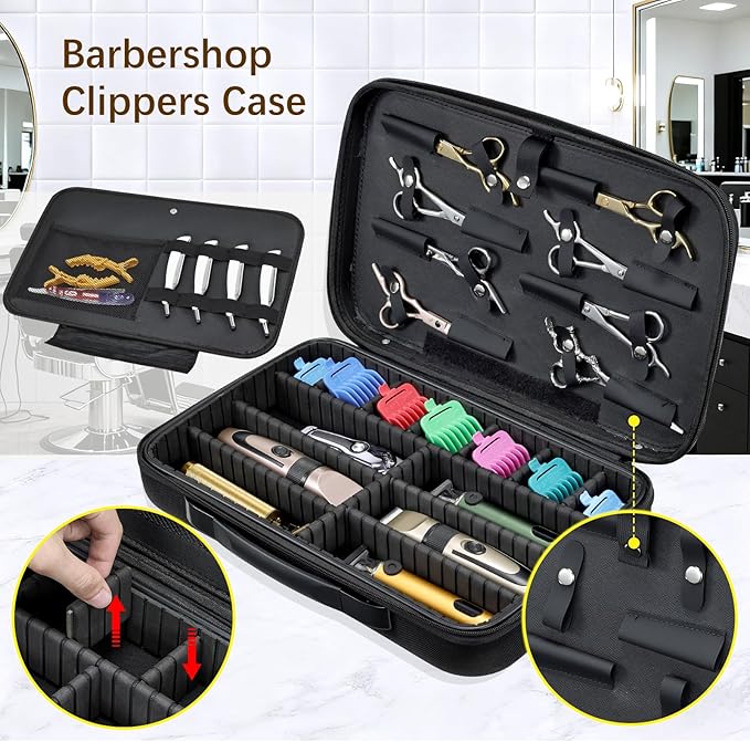 Barber Clippers Case for Travel, 17-inch X-Large Hair Cutting Supplies Bag for Groomer, Trimmer Razor Storage Case for Men, Pet Grooming Kits Organizer for Ufree/for Wahl/for Andis - Black
